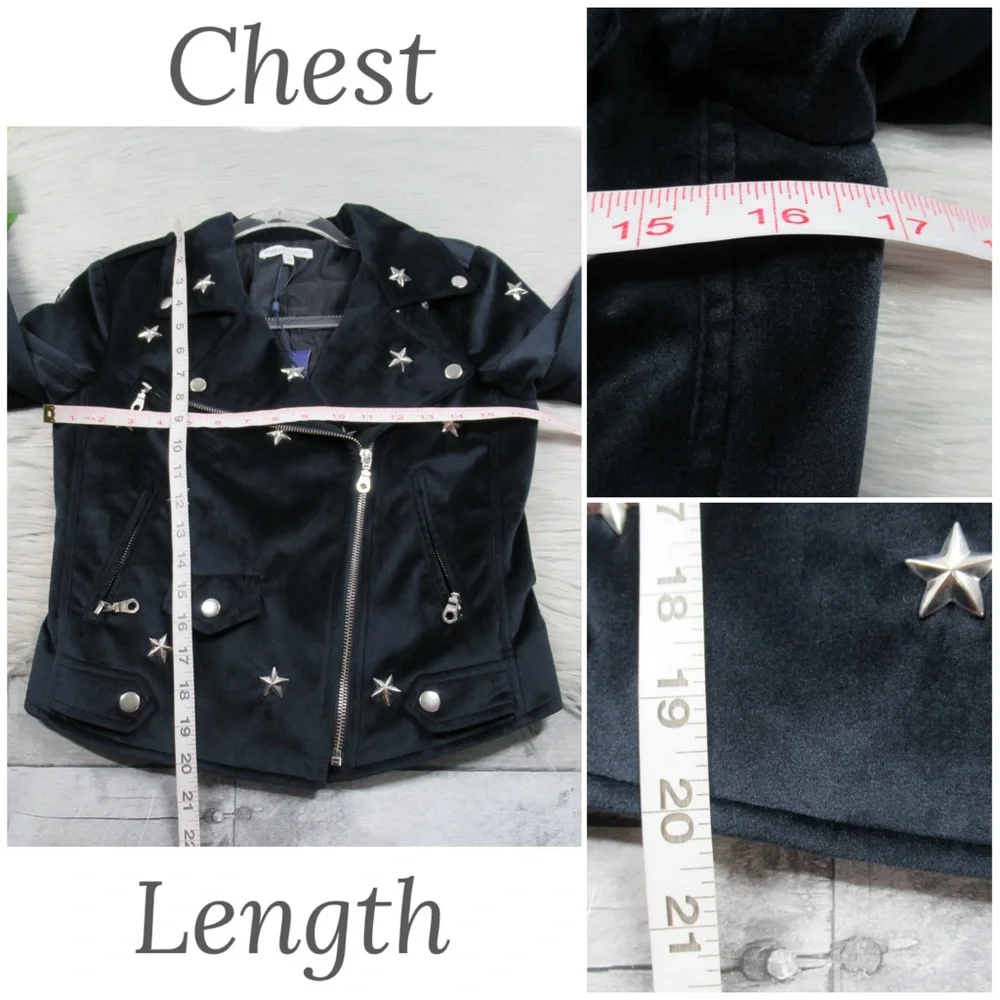 REBECCA MINKOFF Wes Star-Studded Velour Moto Jacket Women's Size XS